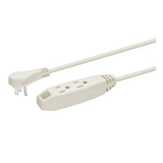 Monoprice 44318 | 3-Outlet Flat Plug Household Extension Cord 16AWG 13A SPT-2 White 10ft