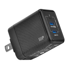 Monoprice 44680 | Compact 2‑Port 45W GaN Charger with Dual Fast‑Charging USB‑C Ports: For Laptop Tablets and Phones