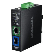 TRENDnet TI-PF11SFP | 1x Gigabit SFP Port and 1x Gigabit PoE+ RJ45 Port Industrial Media Converter