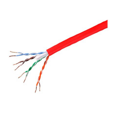 Monoprice 13736 | Cat6 CMP Ethernet Cable UL TAA Solid (w/spine) UTP 23AWG 550MHz Pure Bare Copper 1000ft Red