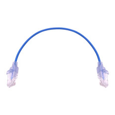 Monoprice 15126 | Cat6A Ethernet Patch Cable SlimRun Snagless RJ45 550MHz UTP Pure Bare Copper 10G 30AWG 5-Pack 1ft Blue