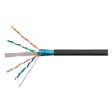 Monoprice 18592 | Cat6A CMR Ethernet Cable UL TAA Shielded (F/UTP) Solid 23AWG 550MHz 10G Pure Bare Copper 1000ft Black