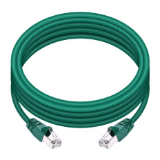 Monoprice 24372 | Cat6A Ethernet Patch Cable Snagless RJ45 550MHz STP Pure Bare Copper Wire 10G 26AWG 14ft Green