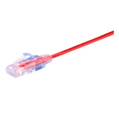 Monoprice 29440 | Cat6A Ethernet Patch Cable SlimRun Snagless RJ45 550MHz UTP Pure Bare Copper 10G 30AWG 10-Pack 2ft Red