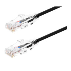 Monoprice 34631 | Cat6 Component Level Ethernet Cable SlimRun Pure Bare Copper UTP 28AWG 550MHz Snagless RJ45 30ft Black