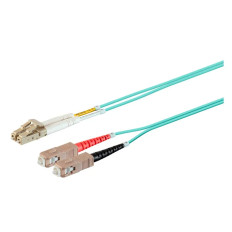Monoprice 38419 | MM OM4 Fiber Optic Cable LC-SC UL 50/125 OFNR Duplex Aqua 5m