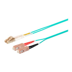 Monoprice 39429 | MM OM4 Fiber Optic Cable LC-SC UL 50/125 OFNR Duplex Aqua 20m