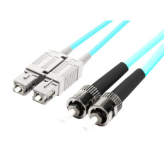 Monoprice 39435 | MM OM4 Fiber Optic Cable SC-ST UL 3mm 50/125 OFNR Duplex Aqua 2m