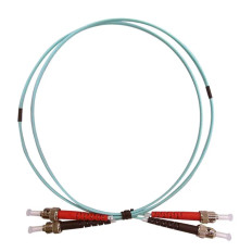 Monoprice 39436 | MM OM4 Fiber Optic Cable ST-ST UL 3mm 50/125 OFNR Duplex Aqua 1m