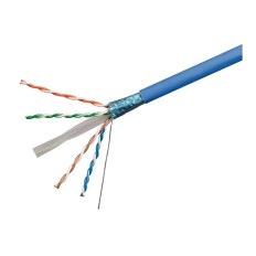 Monoprice 41485 | Cat6A CMR Ethernet Cable UL TAA Shielded (F/UTP) Solid 23AWG 550MHz 10G Pure Bare Copper 500ft Blue
