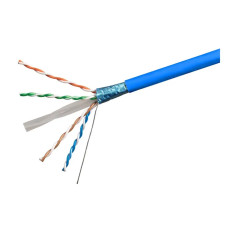 Monoprice 41936 | Cat6A 1000ft Blue CMR UL Cable Shielded (F/UTP) Solid 23AWG 650MHz 10G Pure Bare Copper