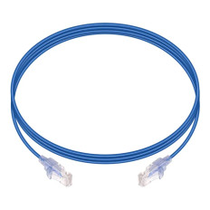 Monoprice 44505 | Cat6A Ethernet Patch Cable SlimRun UTP 30AWG 10G Pure Bare Copper Snagless RJ45 7ft Blue