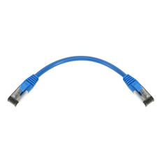 Monoprice 45411 | Cat8 Ethernet Patch Cable Double Shielded S/FTP 28AWG 2GHz 40G Pure Bare Copper Snagless RJ45 0.5ft Blue