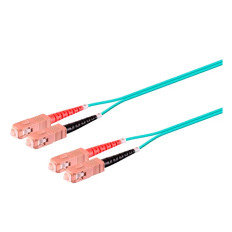 Monoprice 45788 | MM OM3 Fiber Optic Cable SC-SC UL 3mm 50/125 OFNR Duplex Aqua 4m