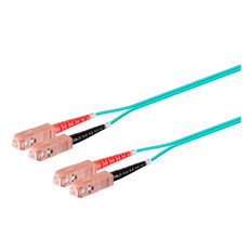 Monoprice 45910 | MM OM4 Fiber Optic Cable SC-SC UL 3mm 50/125 OFNR Duplex Aqua 4m
