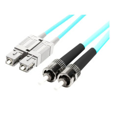Monoprice 45923 | MM OM4 Fiber Optic Cable SC-ST UL 3mm 50/125 OFNR Duplex Aqua 5m