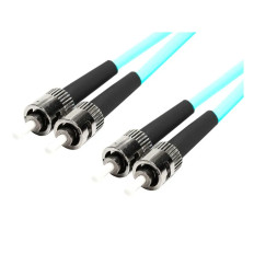 Monoprice 45938 | MM OM4 Fiber Optic Cable ST-ST UL 3mm 50/125 OFNR Duplex Aqua 10m