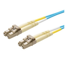 Monoprice 45952 | MM OM3 Fiber Optic Cable LC-LC UL 2mm 50/125 OFNR Duplex Aqua 0.5m