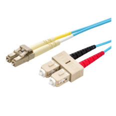 Monoprice 45980 | MM OM3 Fiber Optic Cable LC-SC UL 2mm 50/125 OFNR Duplex Aqua 35m