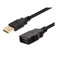 Monoprice 5432 | USB-A to USB-A Female 2.0 Extension Cable 28/24AWG Gold Plated Black 3ft