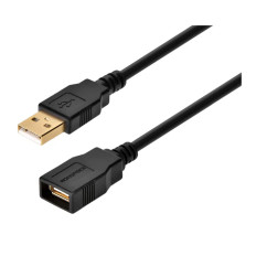 Monoprice 5433 | USB-A to USB-A Female 2.0 Extension Cable 28/24AWG Gold Plated Black 6ft