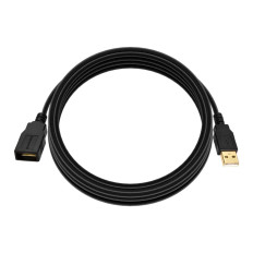 Monoprice 5434 | USB-A to USB-A Female 2.0 Extension Cable 28/24AWG Gold Plated Black 10ft