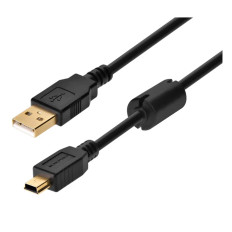 Monoprice 5448 | USB-A to Mini-B 2.0 Cable 5-Pin 28/24AWG Gold Plated Black 6ft