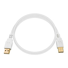 Monoprice 8610 | USB-A to USB-A 2.0 Cable 28/24AWG Gold Plated White 3ft