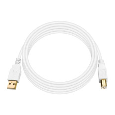 Monoprice 8617 | USB-A to USB-B 2.0 Cable 28/24AWG Gold Plated White 10ft