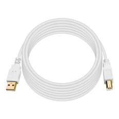 Monoprice 8618 | USB-A to USB-B 2.0 Cable 28/24AWG Gold Plated White 15ft