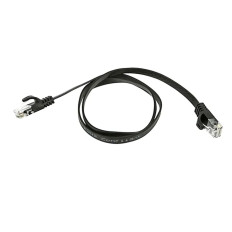 Monoprice 9546 | Cat5e Ethernet Patch Cable Snagless RJ45 Flat Stranded 350MHz UTP Pure Bare Copper Wire 30AWG 2ft Black