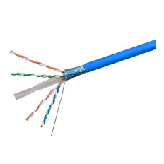 Monoprice 13072 | Cat6A CMR Ethernet Cable UL TAA Shielded (F/UTP) Solid 23AWG 550MHz 10G Pure Bare Copper 1000ft Blue