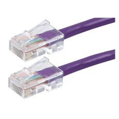 Monoprice 13240 | Cat6 Ethernet Patch Cable ZEROboot RJ45 Stranded 550MHz UTP Pure Bare Copper 24AWG 1ft Purple