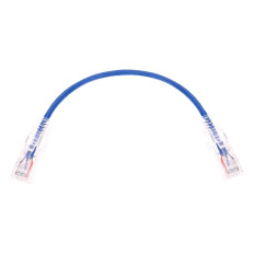 Monoprice 13509 | Cat6 Component Level Ethernet Cable SlimRun Pure Bare Copper UTP 28AWG 550MHz Snagless RJ45 6in Blue