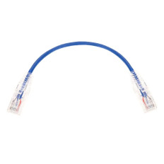 Monoprice 13518 | Cat6 Component Level Ethernet Cable SlimRun Pure Bare Copper UTP 28AWG 550MHz Snagless RJ45 1ft Blue