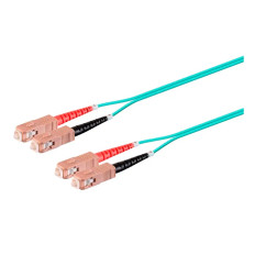 Monoprice 45994 | MM OM3 Fiber Optic Cable SC-SC UL 3mm 50/125 OFNR Duplex Aqua 0.5m