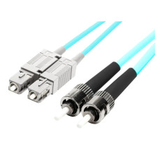 Monoprice 46005 | MM OM3 Fiber Optic Cable SC-ST UL 3mm 50/125 OFNR Duplex Aqua 30m