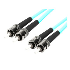 Monoprice 46021 | MM OM3 Fiber Optic Cable ST-ST UL 3mm 50/125 OFNR Duplex Aqua 40m