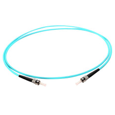 Monoprice 46458 | MM OM3 Fiber Optic Cable ST-ST UL 3mm 50/125 OFNR Simplex Aqua 2m