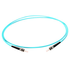 Monoprice 46462 | MM OM3 Fiber Optic Cable ST/ST UL 3mm 50/125 OFNR Simplex Aqua 3m