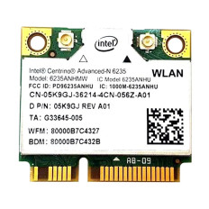 Dell 5K9GJ | Centrino Advanced-N 6235 6235ANHMW IEEE 802.11a/g/n 2.4FGz 300Mbit/s Mini PCI-Express Half-Height Wi-Fi + Bluetooth Network Card
