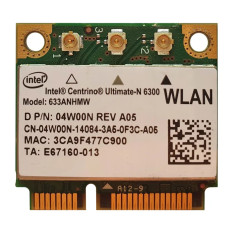 Intel 633ANHMW | Centrino Ultimate-n 6300 450Mbps 2.4GHz / 5GHz IEEE 802.11a/b/g/n Bluetooth 4.0 Half Mini PCI Express Wireless Network Card for HP