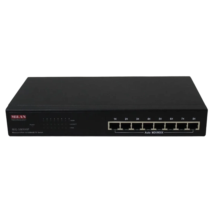 Transition Networks MIL-SM800P-NA | 8-Ports x 10/100Base-TX Managed Ethernet Switch