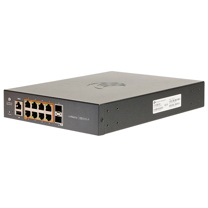Cambium Networks MX-EX1010PXA-1 | cnMatrix EX1010-P 8-Ports PoE+ Compliant Gigabit Managed Network Switch