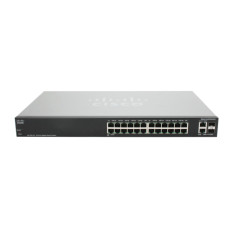Cisco SLM2024T-EU-RF | 200 SG200-26P 24 x Ports 10/100/1000Base-T + 2 x Ports Combo SFP (mini-GIBIC) 1U Rack-Mountable Gigabit Ethernet Smart Network Switch