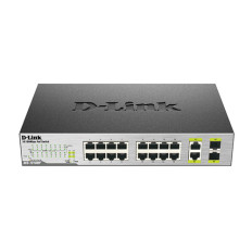 D-Link DES-1018MP | RJ-45 16 x Ports PoE 10/100Base-TX + 2 x SFP Combo Ports Layer 2 Unmanaged Fast Ethernet Network Switch