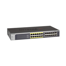 Netgear JGS524PE-100PRS | Prosafe JGS524PE 24 x Ports (12 x Ports PoE+) 10/100/1000Base-T Rack-mountable Unmanaged Gigabit Ethernet Network Switch