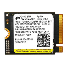 Micron MTFDKBK2T0QFM-1BD1AABYYR | 2400 2TB QLC PCIe NVMe 4.0 x4 M.2 2230 Solid State Drive
