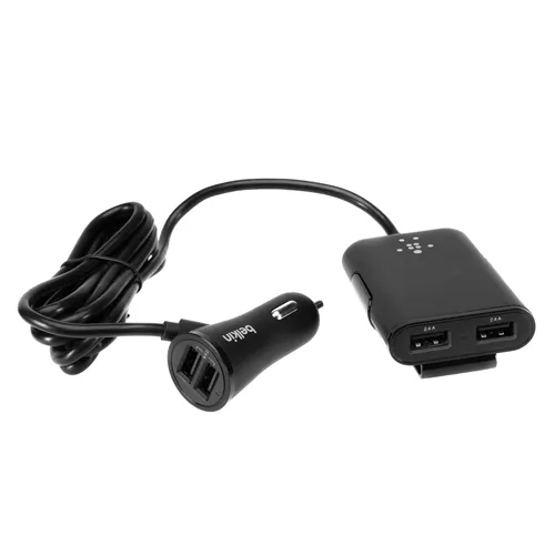 Belkin F8M935BT06-BLK | Road Rockstar 36-Watts 4-Ports Passenger Car Charger